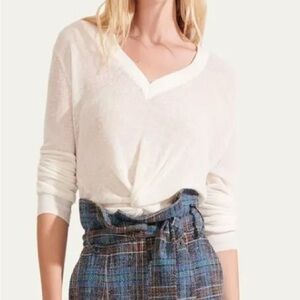 Veronica Beard Soren V-Neck Twisted-Hem Sweater